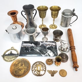 Lot of Metal Items Including a Bull & Bear