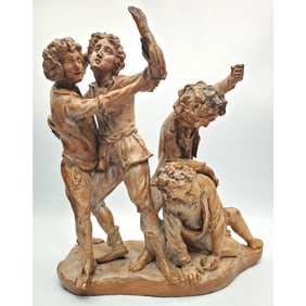 Antique French 18th/19th C. Signed Terracotta