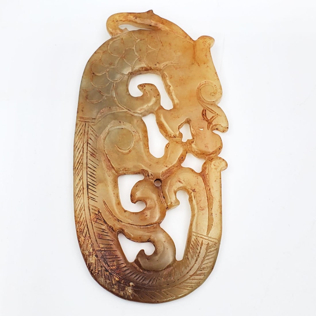 Large Chinese Hardstone Dragon Carving Pendant (1 of 3)