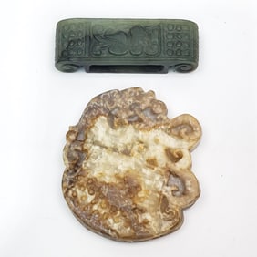 Antique Chinese Carved Jade Dragon & Sword Holder