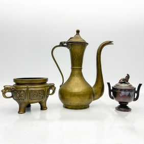 2 Vintage Chinese Bronze Incense Burners