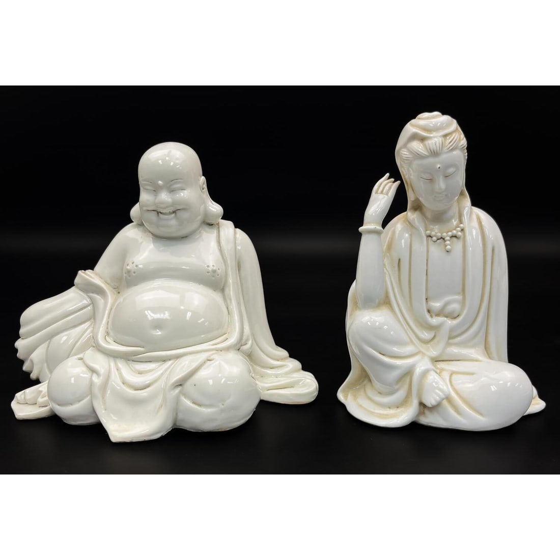 2 Chinese White Glazed Porcelain Figures (1 of 5)