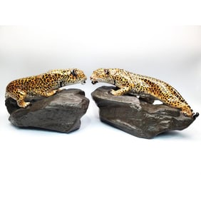 2 Royal Doulton Leopard on a Rock Ceramic Figures
