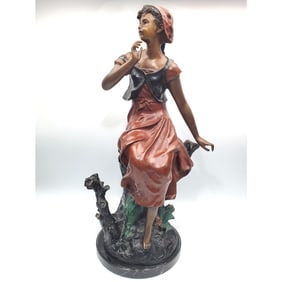 After Moreau Large Painted Bronze Figure