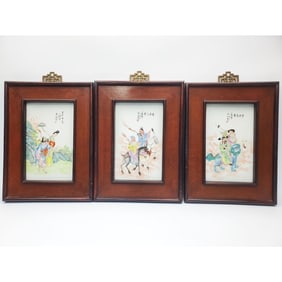3 Chinese Republic Painted & Enameled Plaques
