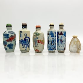 Lot of 6 Chinese & Japanese Snuff Bottles