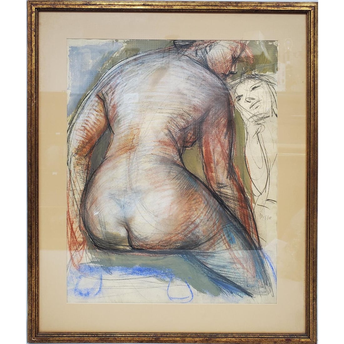 Josef Presser, American (1907-1967) Painting: Josef Presser, American (1907-1967) Large Painting Pastel & Gouache on Paper. "Nude". Signed Middle Right. Framed Under Glass. Has Not Been Examined Out of Frame. Condition: Generally Very Good. Dimen
