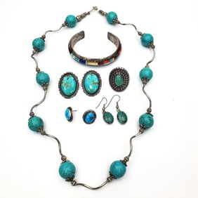 Group Lot of Navajo Silver Jewelry Items