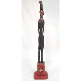 Antique Carved Wood Painted Statue