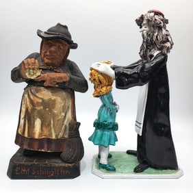 Antique Terracotta Tea Caddy & Judaica Figure