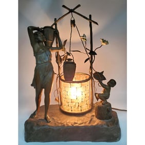 Antique Austrian White Metal Lamp