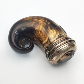 Antique Scottish Silver-Mounted Horn Snuff Mull