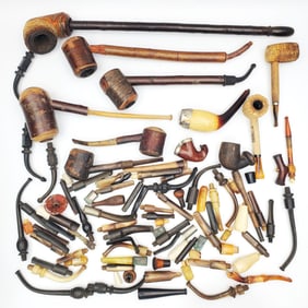 Large Group Lot of Antique Pipes & Pipe Parts