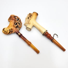 Lot of 2 Fine Antique Meerschaum Pipes