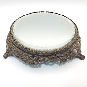 Antique Silver Plated Mirror Plateau
