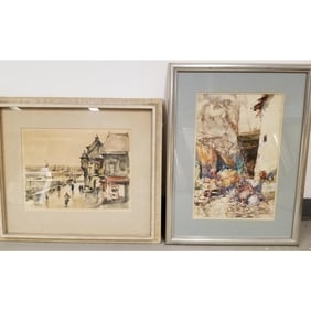 2 Watercolor Paintings on Paper. Both Signed.
