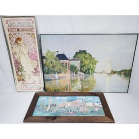 3 Framed Prints Incl. After Monet, Dufy & Mucha