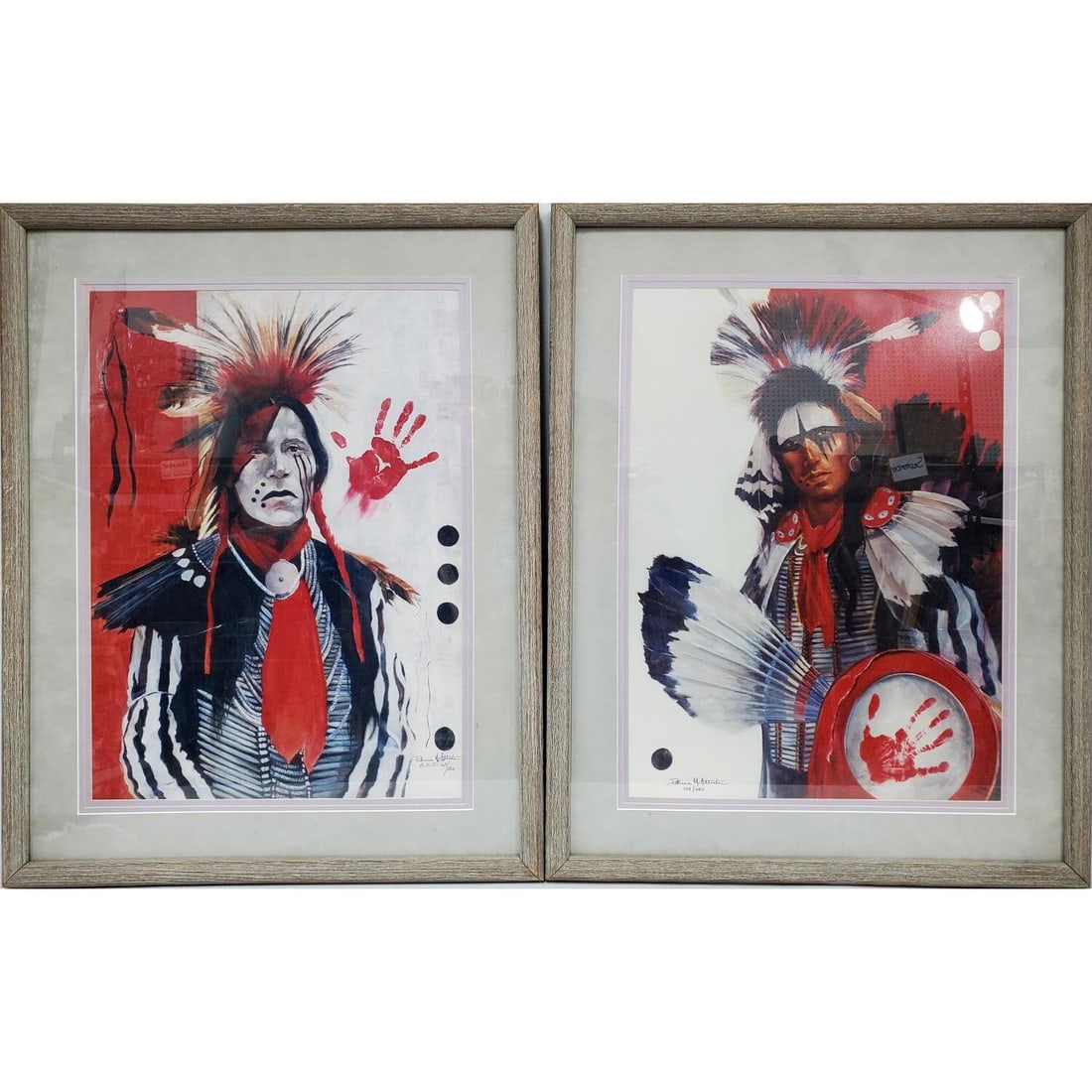2 Pat McAllister (20th century) Framed Lithographs: 2 Pat McAllister (20th century) "Red Hand Society" Framed Lithographs. 1 Signed Lower Left & 1 Signed Lower Right. Condition: Generally Very Good. Framed Under Glass-Has Not Been Examined Out of Frame