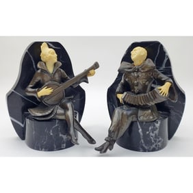 Pair of Art Deco Metal and Resin Musician Bookends