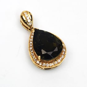 18K Gold & Large 3.2 Carat Tourmaline Pendant