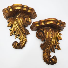 Pair of Italian Gilt Wood Brackets