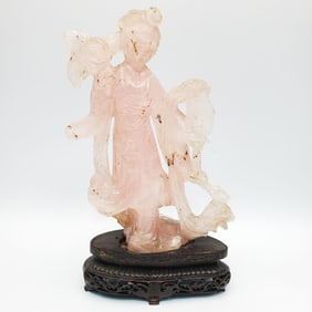 Antique Chinese Carved Rose Quartz Figure