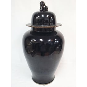 Antique Chinese Black Porcelain Covered Ginger Jar