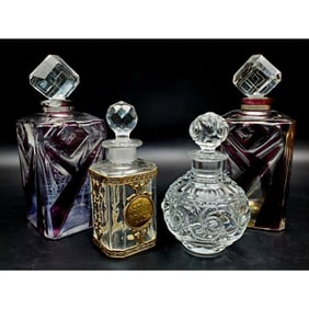 Lot of 4 Baccarat Vintage & Antique Glass Perfume