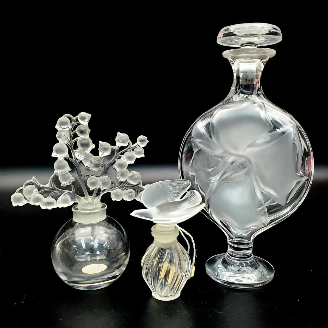 Lot of 3 Vintage Lalique Glass Perfume Bottles (1 of 6)
