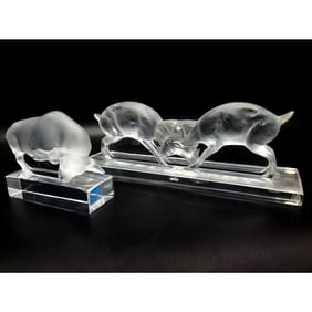Vintage Lalique "Deux Chevres" & Also a Bull