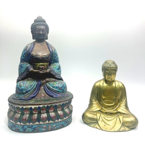 Lot of 2 Seated Meditating Buddha Figures