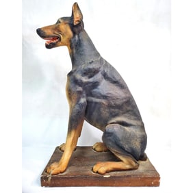 Life Size Painted Chalk Doberman Pinscher Figure