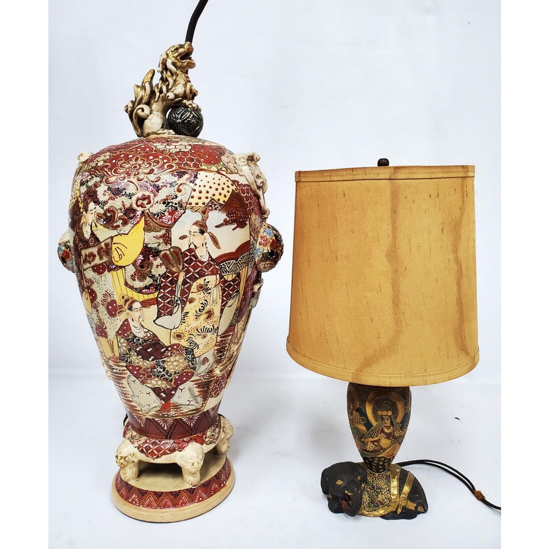 2 Japanese 19th C. Meiji Period Satsuma Lamps (1 of 8)