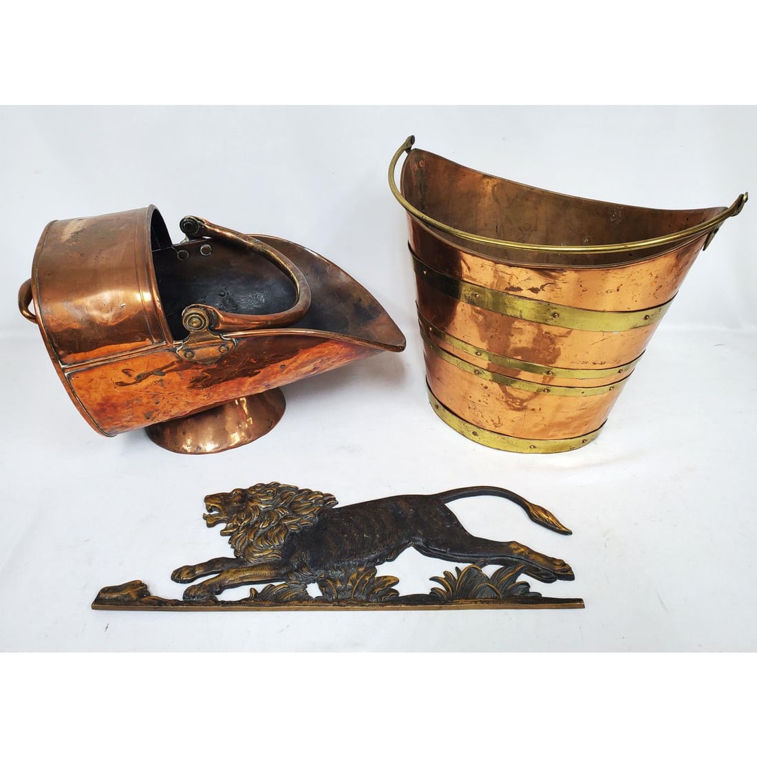 Lot of 3 Copper Items Including 1 Coal Scuttle (1 of 5)