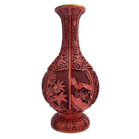 Large Chinese Cinnabar Vase