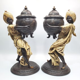 Pair of Antique Metal Blackamoor Figures