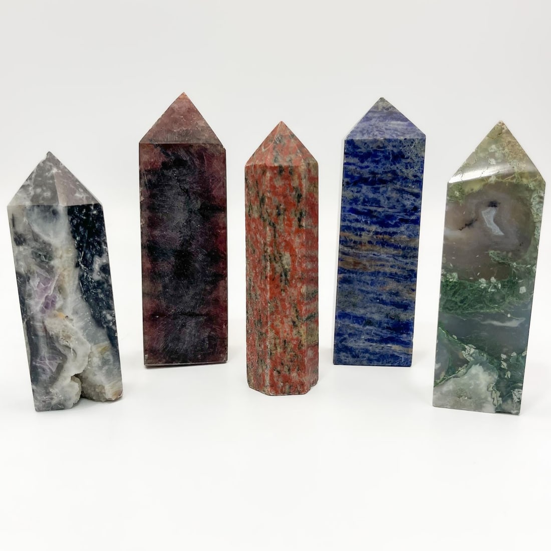 Lot of 5 Carved Gemstone Towers (1 of 6)