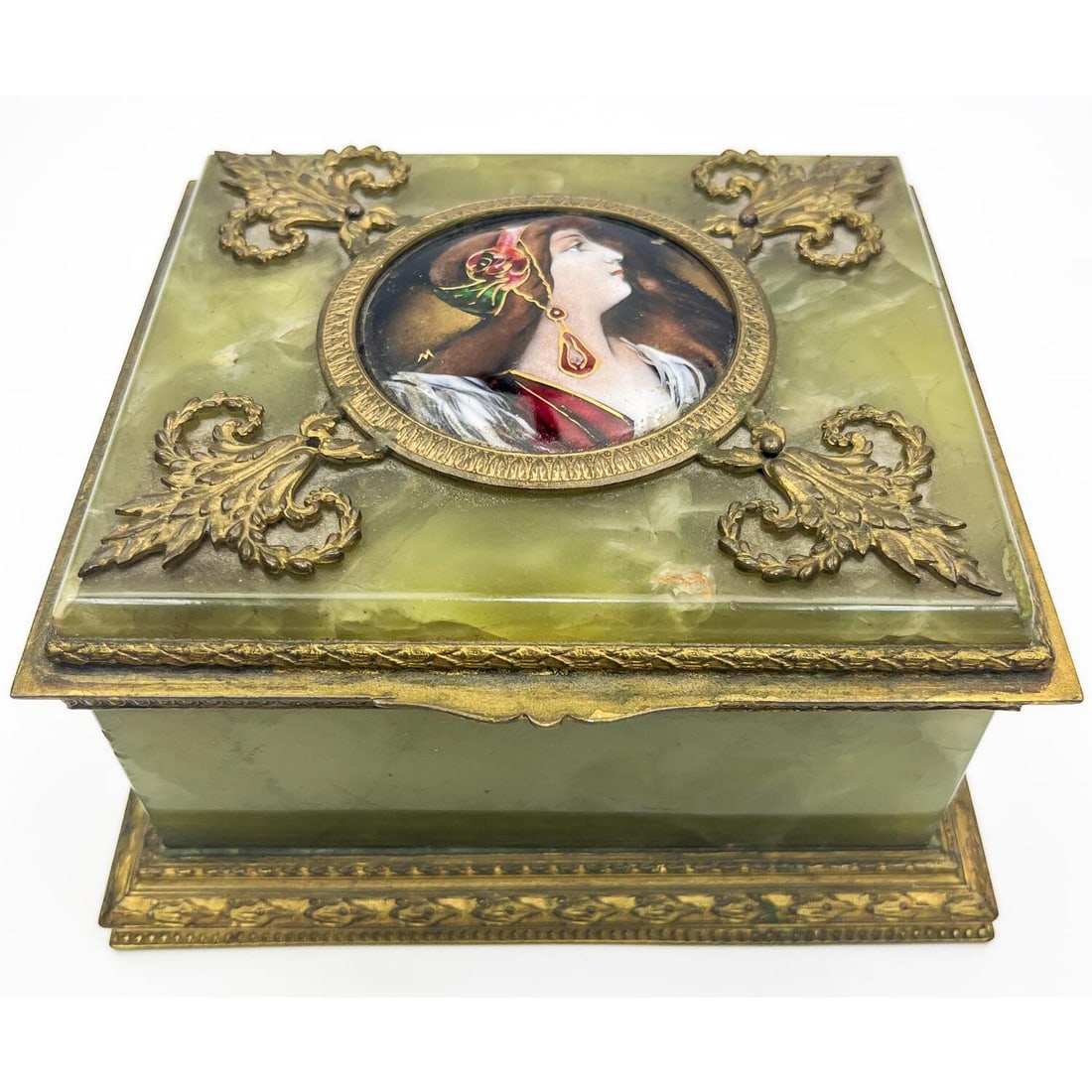 Antique Bronze Mounted Green Onyx Box (1 of 4)