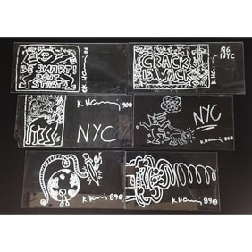 After Keith Haring Lot of 6 Plexi Glass Paintings