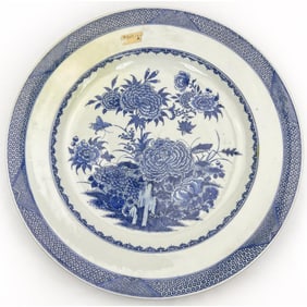 Chinese Blue & White Large Porcelain Charger
