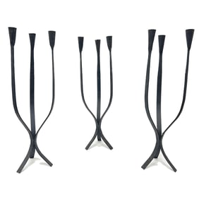 3 Van Kepple Wrought Iron 3 Light Candelabras
