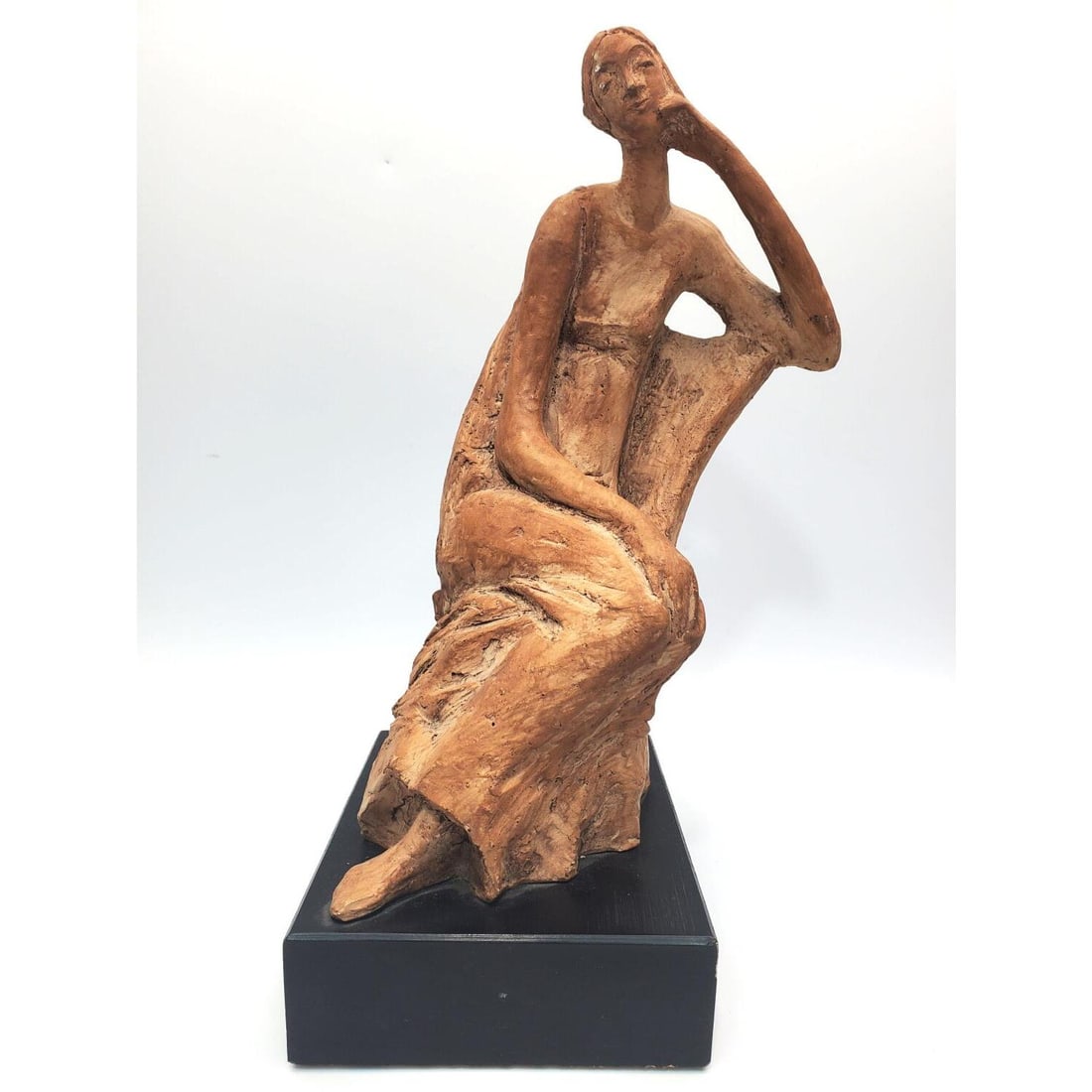 Signed G. Peters Cast Material Figure: Signed G. Peters Cast Material Figure of a Seated Female. Made by Austin Productions c.1975. Fully Signed & Numbered 275-500. On Original Wood Base.Condition: Generally Very Good. Dimensions: H-13" x 