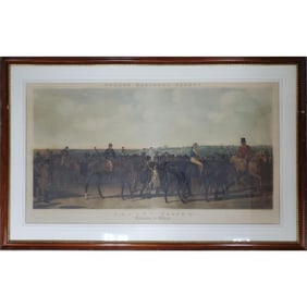 Large Antique English Colorized Etching