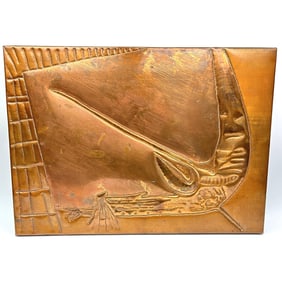 Vintage 1970s Hammered Copper Work of Art