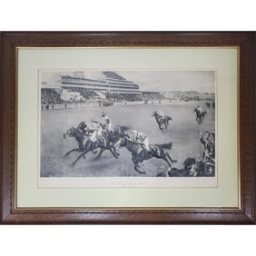 Antique Large Black & White Lithograph