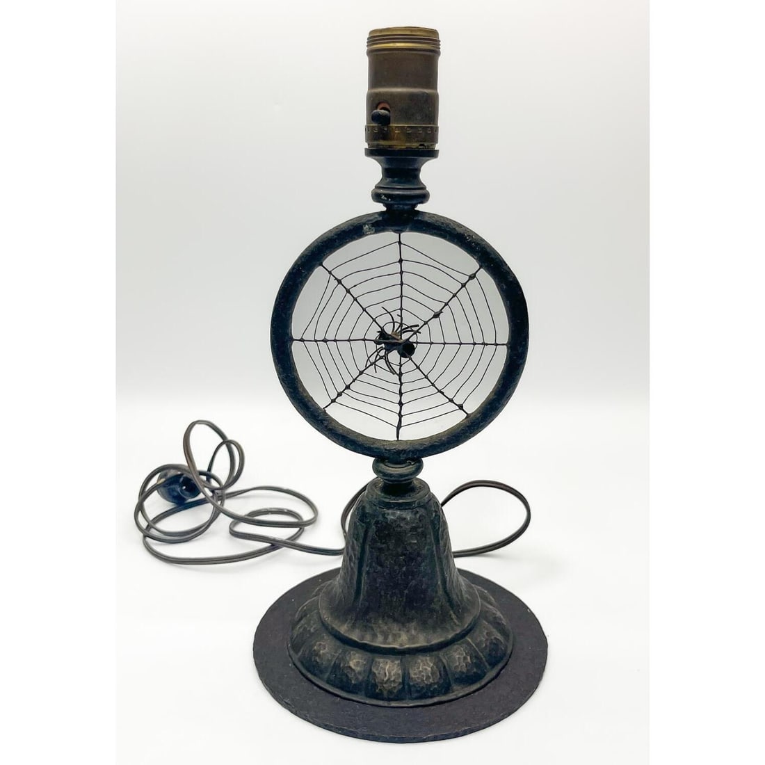 Unusual Art Deco Probably Hammered Brass Lamp (1 of 3)