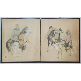 Pair of Chinese Hand Painted Panels