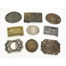 Lot of 9 Vintage Belt Buckles