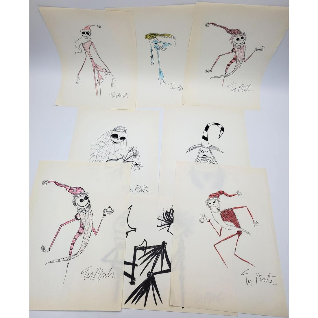After Tim Burton, Lot of 8 Signed Drawings (1 of 5)