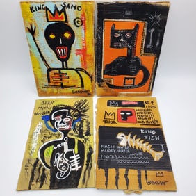 After Jean Michel Basquiat Lot of 4 Paintings